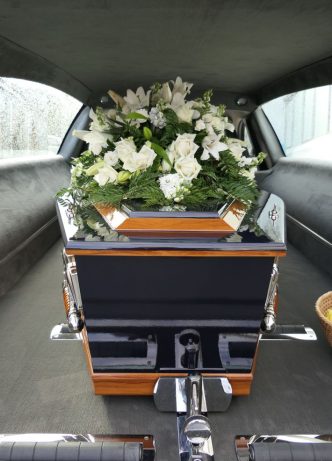 Casket Inside Newhaven Funerals hearse on the Gold Coast