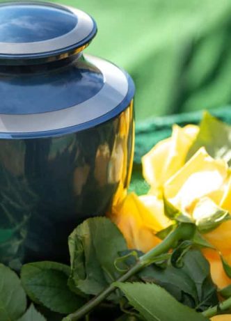 Burial Urn With Yellow Roses — Newhaven Funerals in Gold Coast